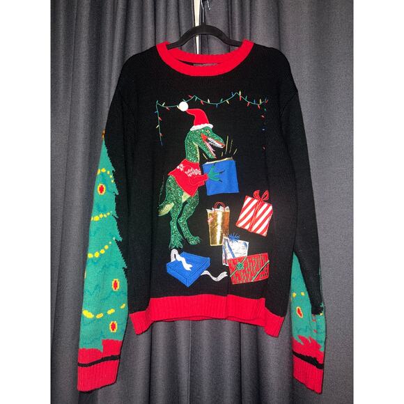 Ugly Christmas Sweater Xmas Size XL Dinosaur - Picture 1 of 3